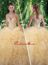 Classical Ball Gown Beading Sweet 16 Gowns in Champange SJQDDT273002FOR