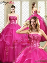 Classical Strapless Fuchsia Sweet 16 Dresses with Appliques YCQD017FOR
