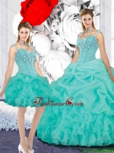 Elegant 2016 Winter Straps Ball Gown Detachable Quinceanera Dresses in Turquoise QDDTA116001-1FOR