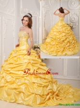 Elegant Ball Gown Court Train Appliques and Beading Quinceanera Dresses  QDZY008AFOR