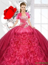 Elegant Ball Gown Sweetheart Quinceanera Dresses in Coral Red SJQDDT126002FOR