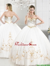 Elegant Beaded and Applique Tulle Sweet 16 Dress in White YYPJ035FOR