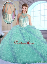 Elegant High Neck Quinceanera Dresses with Appliques and Ruffles SJQDDT146002FOR