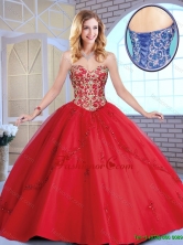 Exclusive Red Sweetheart Sweet 16 Dresses with Beading and Appliques SJQDDT163002B-2FOR