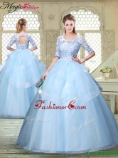 Fall Hot Sale Half Sleeves Scoop Quinceanera Dresses with Lace YCQD025FOR