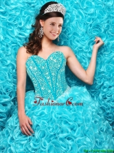 Fashionable 2016 Fall Aqua Blue Quinceanera Dresses with Beading and Ruffles QDDTA118002FOR