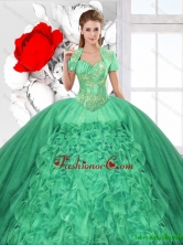 Fashionable Ruffles and Beaded Quinceanera Dresses in Green SJQDDT125002-1FOR