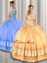 Fashionable Straps Beading and Appliques Sweet 16 Gowns SJQDDT319002FOR