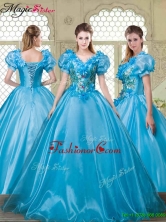 Gorgeous Appliques and Beading Sweet 16 Dresses with V Neck YCQD008FOR