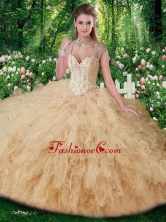 Gorgeous Straps Beading Sweet 16 Gowns in Champange SJQDDT269002FOR