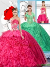 Hot Pink Affordable Detachable Quinceanera Dresses with Beading SJQDDT125001FOR