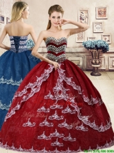 Inexpensive Beaded and Applique Quinceanera Dress in Wine Red YYPJ049FOR