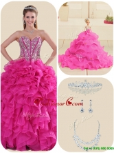 New Style Fuchsia Quinceanera Gowns with Ruffles and Beading LFY091906CFOR