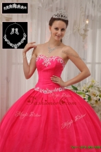Latest Ball Gown Appliques Quinceanera Dresses in Coral Red  QDZY566BFOR