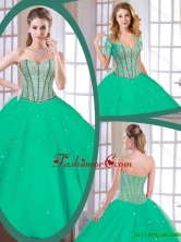 Latest Green Sweetheart Quinceanera Gowns with Beading SJQDDT177002FOR