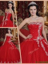 Latest Red Ball Gown Strapless Quinceanera Dresses  QDZY7527AFOR