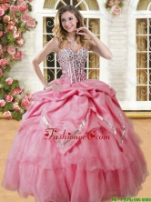 Lovely Coral Red Big Puffy Quinceanera Dress with Beading and Pick Ups YSQD009-2FOR