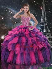 Luxurious 2016 Fall Beaded and Sweetheart Quinceanera Dresses in Multi Color QDDTA103002FOR