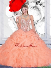 Luxurious 2016 Fall Orange Ball Gown Straps Quinceanera Dresses with Beading QDDTA116002FOR