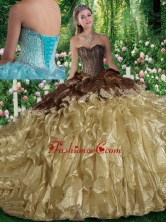 Luxurious Ball Gown Beading Sweet 16 Dresses with Brush Train SJQDDT293002FOR