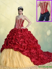 Luxurious Beading and Pick Ups Sweet 16 Dresses with Brush Train SJQDDT194002FOR
