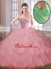 Luxurious Beading and Ruffles Quinceanera Dresses in Watermelon SJQDDT176002-2FOR