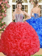 Luxurious Red Big Puffy Quinceanera Dress with Beading and Ruffles YSQD010FOR