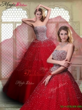 Luxurious Strapless Beading Quinceanera Dresses in Wine Red YCQD038FOR