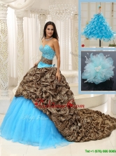 Modern Brush Train Quinceanera Dresses in Multi Color for 2016  ZYLJ91403CFOR