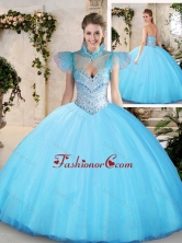 Modest Sweetheart Aqua Blue Quinceanera Dresses with Beading SJQDDT215002FOR