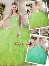 Modest Sweetheart Quinceanera Dresses with Appliques and Ruffles SJQDDT228002FOR