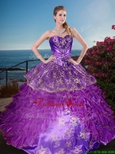 New Arrivals Applique and Ruffled Layers Quinceanera Gown in Organza and Taffeta XFQD1182FOR
