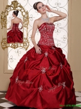 New Arrivals Embroidery Wine Red Strapless Quinceanera Dresses  MLD090710AFOR