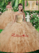 New Arrivals Sweetheart Quinceanera Gowns with Beading and Ruffles in Champagne SJQDDT339002FOR