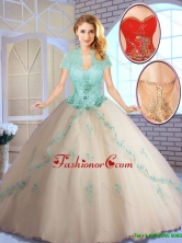 Perfect Champagne Sweet 16 Dresses with Appliques SJQDDT142002-2FOR