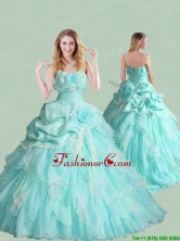 Popular Spaghetti Straps Brush Train Quinceanera Dress with Handcrafted Flowers and Bubbles XFQD1193FOR