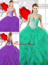 Pretty Beading Sweetheart Quinceanera Dresses with Ruffles SJQDDT133002FOR