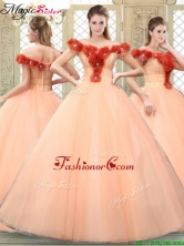 Pretty Off the Shoulder Quinceanera Dresses with Hand Made Flowers YCQD060FOR