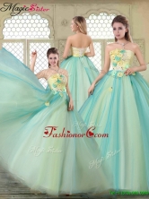 Spring New Arrivals Strapless Quinceanera Dresses with Appliques YCQD033FOR