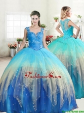 Unique Straps Rainbow Quinceanera Dress with Ruffled Layers and Beading YYPJ046FOR