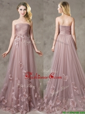 2016 Classical Strapless Brush Train Dama Dress with Appliques BMT0131FOR