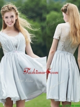 2016 Elegant Sweetheart Short Sleeves Dama Dress with Belt and Lace BMT0102BFOR