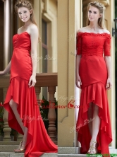 2016 Exquisite Off the Shoulder Half Sleeves Dama Dress with Lace BMT096AFOR
