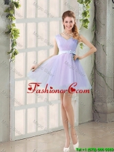 2016 Fall Perfect V Neck Strapless Belt Short Dama Dresses BMT014C-7FOR