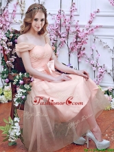 2016 Gorgeous Off the Shoulder Cap Sleeves Dama Dress with Bowknot BMT0106FFOR
