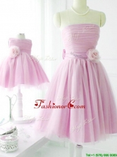 2016 New Arrivals Strapless Baby Pink Dama Dress with Handcrafted Flower BMT0147AFOR