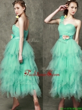 2016 Popular One Shoulder Dama Dress with Ruffled Layers and Hand Made Flowers BMT095AFOR