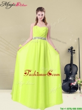 2016 Spring Hot Sale Empire Sweetheart Belt Dama Dresses in Yellow Green BMT008-10FFOR