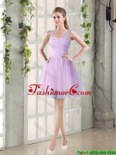 2016 Summer A Line Straps Ruching Dama Dresses with Hand Made Flowers BMT014D-4FOR