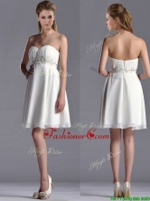 Beautiful Beaded Decorated Waist Chiffon Dama Dress in White THPD190FOR